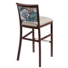 Hudson Dining Chair Stackable. Faux Leather Seat. Backrest in Blue fabric-1