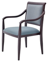 Handrix Dining Chair Stackable. Faux Leather Seat. Backrest in Blue fabric-0