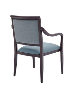 Handrix Dining Chair Stackable. Faux Leather Seat. Backrest in Blue fabric-1