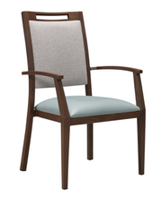 Richard Dining Chair Stackable. Faux Leather Seat. Backrest in Blue fabric25-0