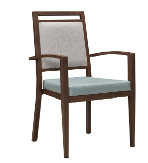 Johnny Dining Chair Stackable. Faux Leather Seat. Backrest in Blue fabric25-0