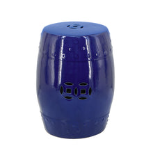 Cobalt Blue Ceramic Cut Out Stool 45cmh-0