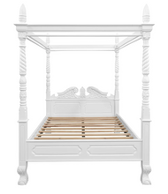 Jepara Solid Mahogany 4 Poster Bed - White Queen-Find It Style It Home