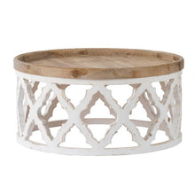 Lattice Round Shabby Chic Coffee Table Distressed White-Find It Style It Home
