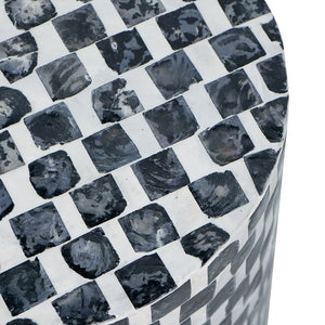 Black & White Mosaic Tiled Stool-Find It Style It Home