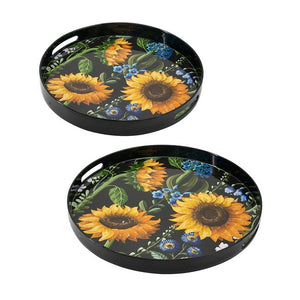 Sunflower Decorative set of 2 Round Trays-Find It Style It Home