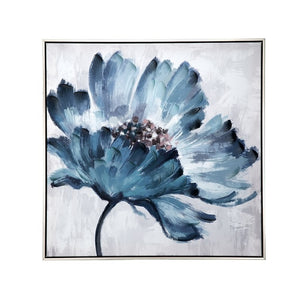 Blue Floral Embellished & Handpainted Canvas Wall Art-Find It Style It Home