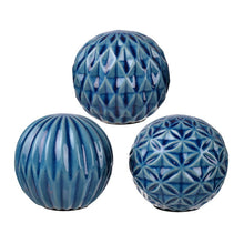 Set of 3 Blue Marbleized Balls-0