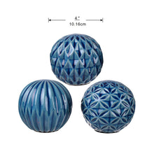 Set of 3 Blue Marbleized Balls-1