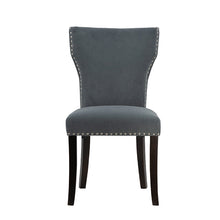 Studded Grey Velvet Look Armless Dining Chairs Set of 2-1