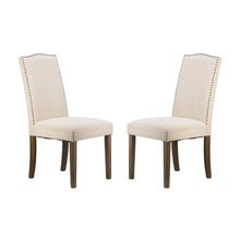 Studded Beige Armless Dining Chairs Set of 2-0
