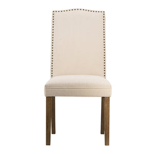 Studded Beige Armless Dining Chairs Set of 2-1