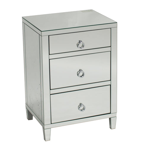 Glamour Mirrored 3 Drawer Bedside