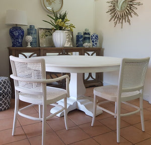 Palm Armed Rattan Dining Chair White