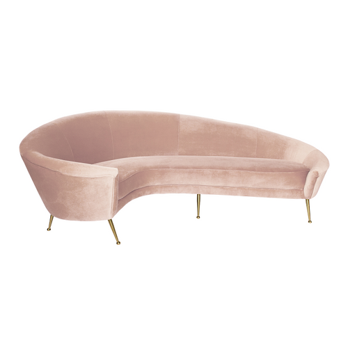 Monroe Curved Velvet Sofa - Rose Water