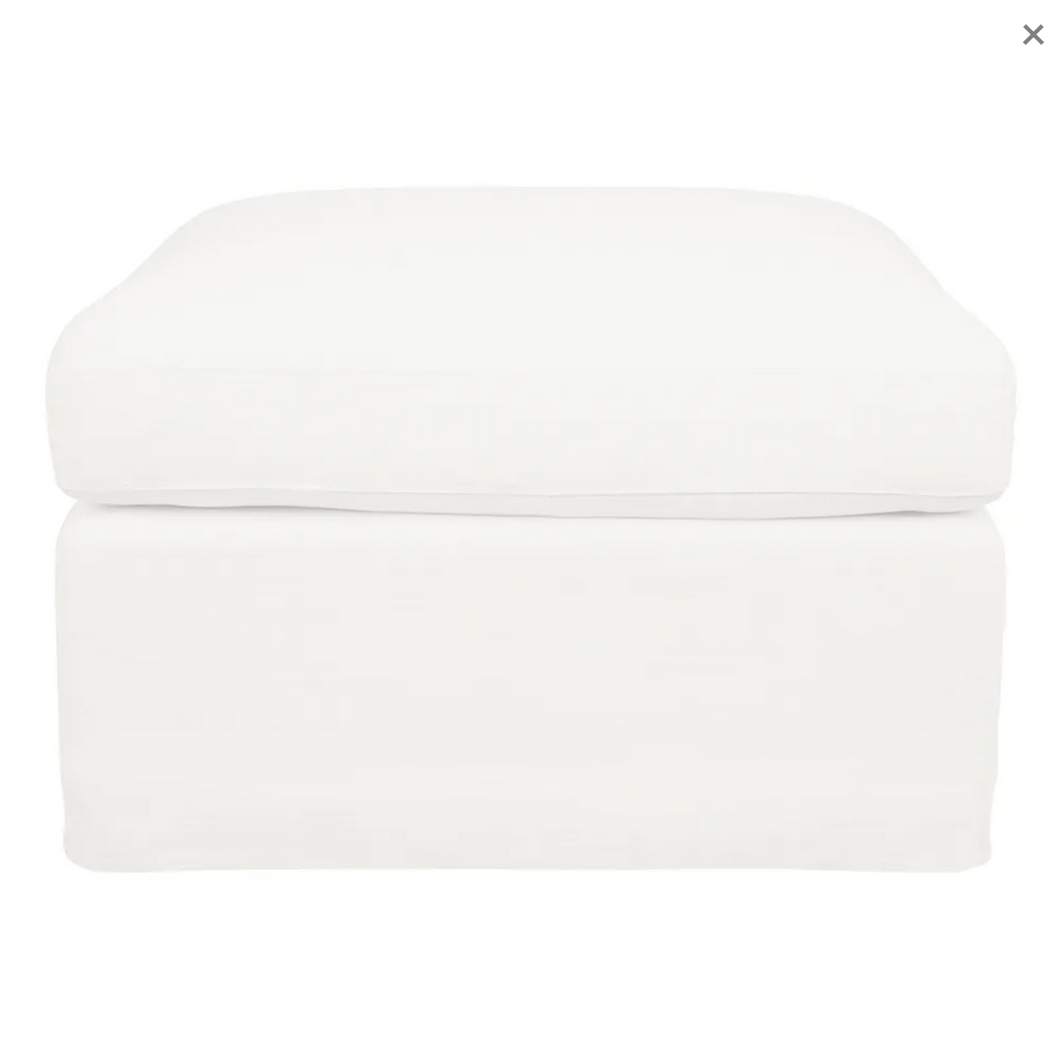 Lincoln Slip Cover Ottoman - White Linen-Find It Style It Home