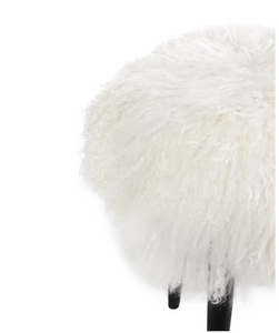Juliette Mongolian Fur Plush Stool - White
