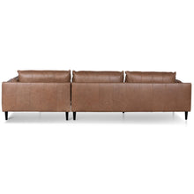 4 Seater Right Chaise Leather Sofa - Saddle Brown