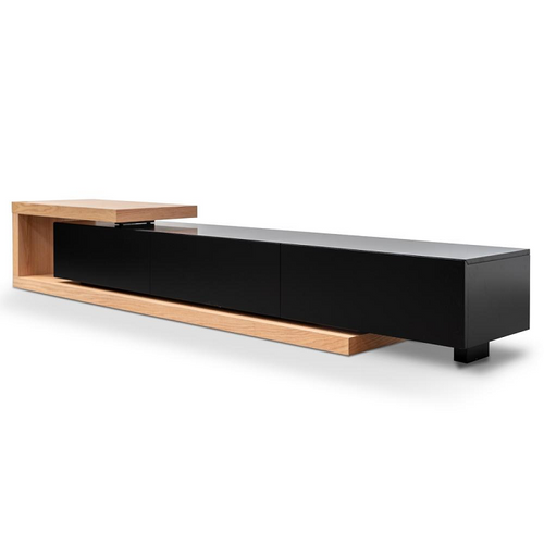 Entertainment TV Unit - Natural Oak - Black